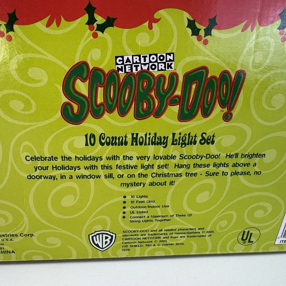2001 Gemmy Scooby-Doo Cartoon Network 10 Ct Holiday Christmas String Light Set